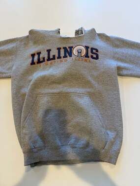 Campus Colors Illinois Fighting Illini Grey Hoodie Sweatshirt Size Small